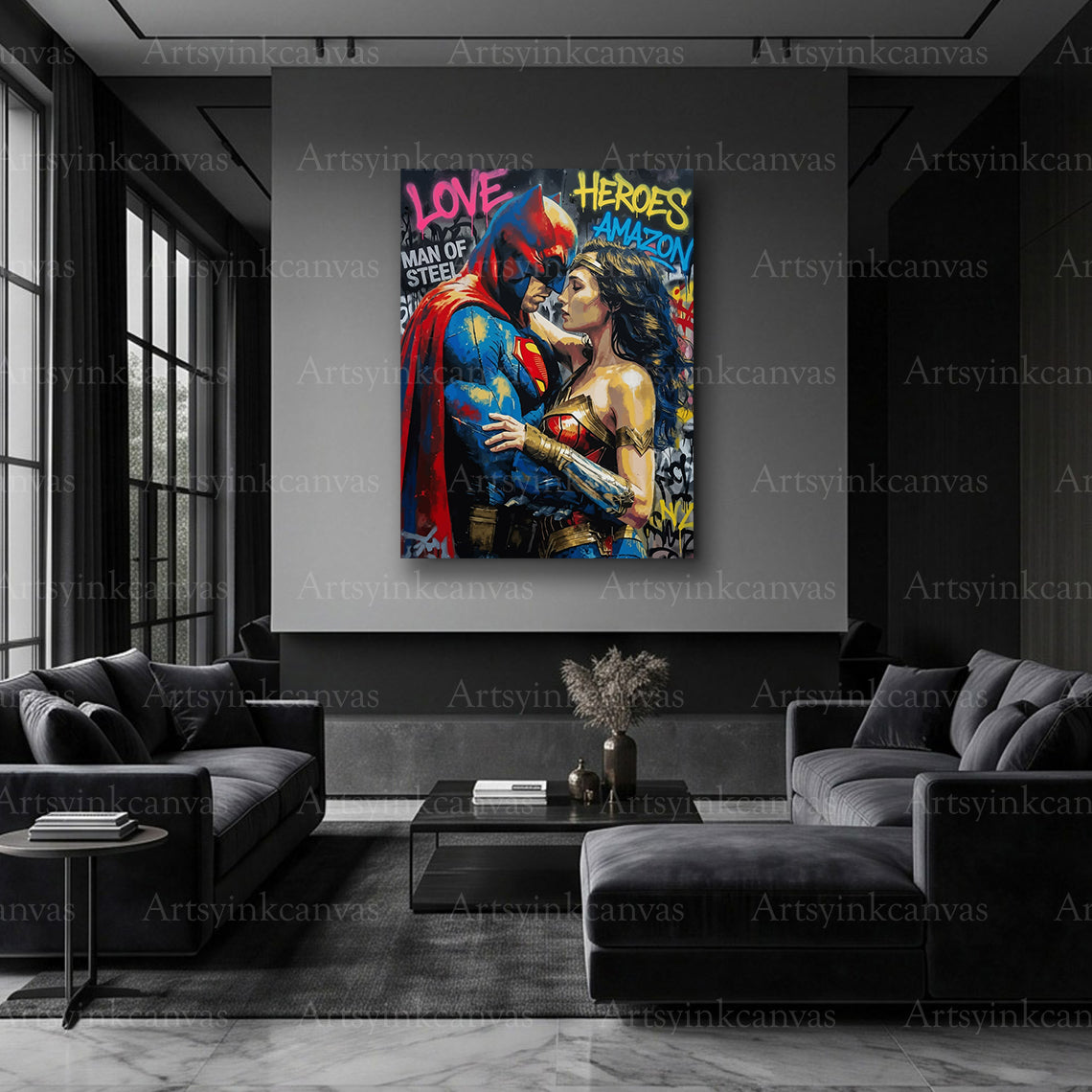 Superman Wonder Woman urban superhero artwork