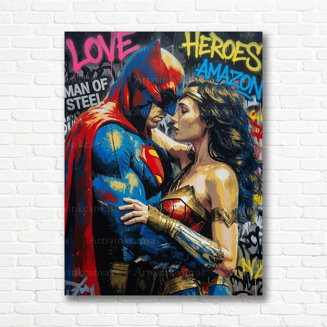 Superman Wonder Woman pop art canvas print