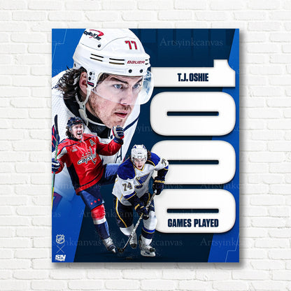 TJ Oshie 1000 NHL games Washington Capitals canvas print
