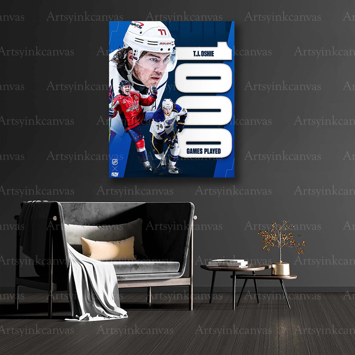 TJ Oshie collector hockey canvas art
