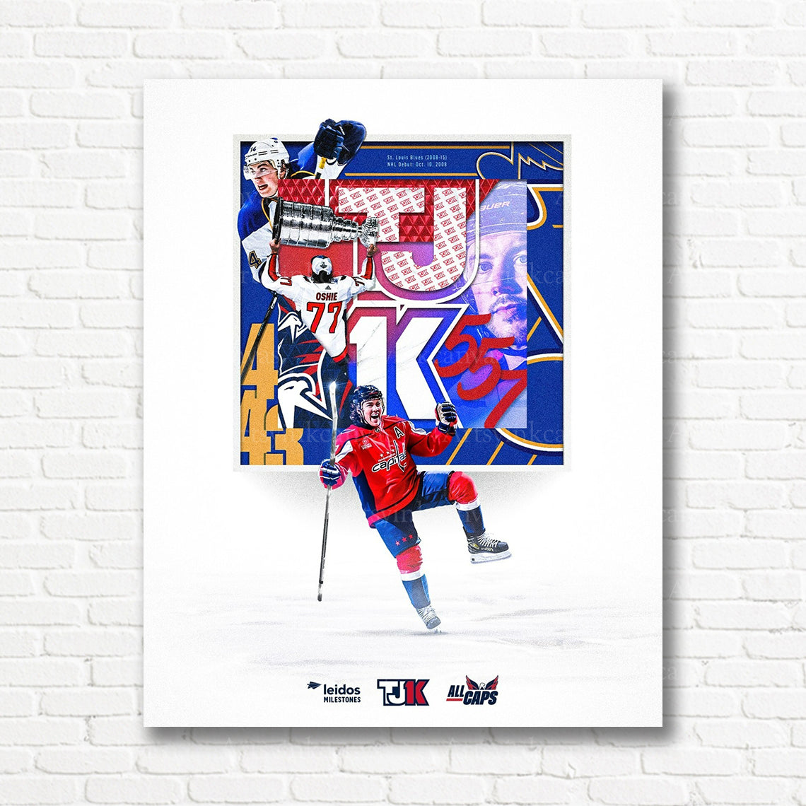 TJ Oshie 1000 NHL games collage canvas print