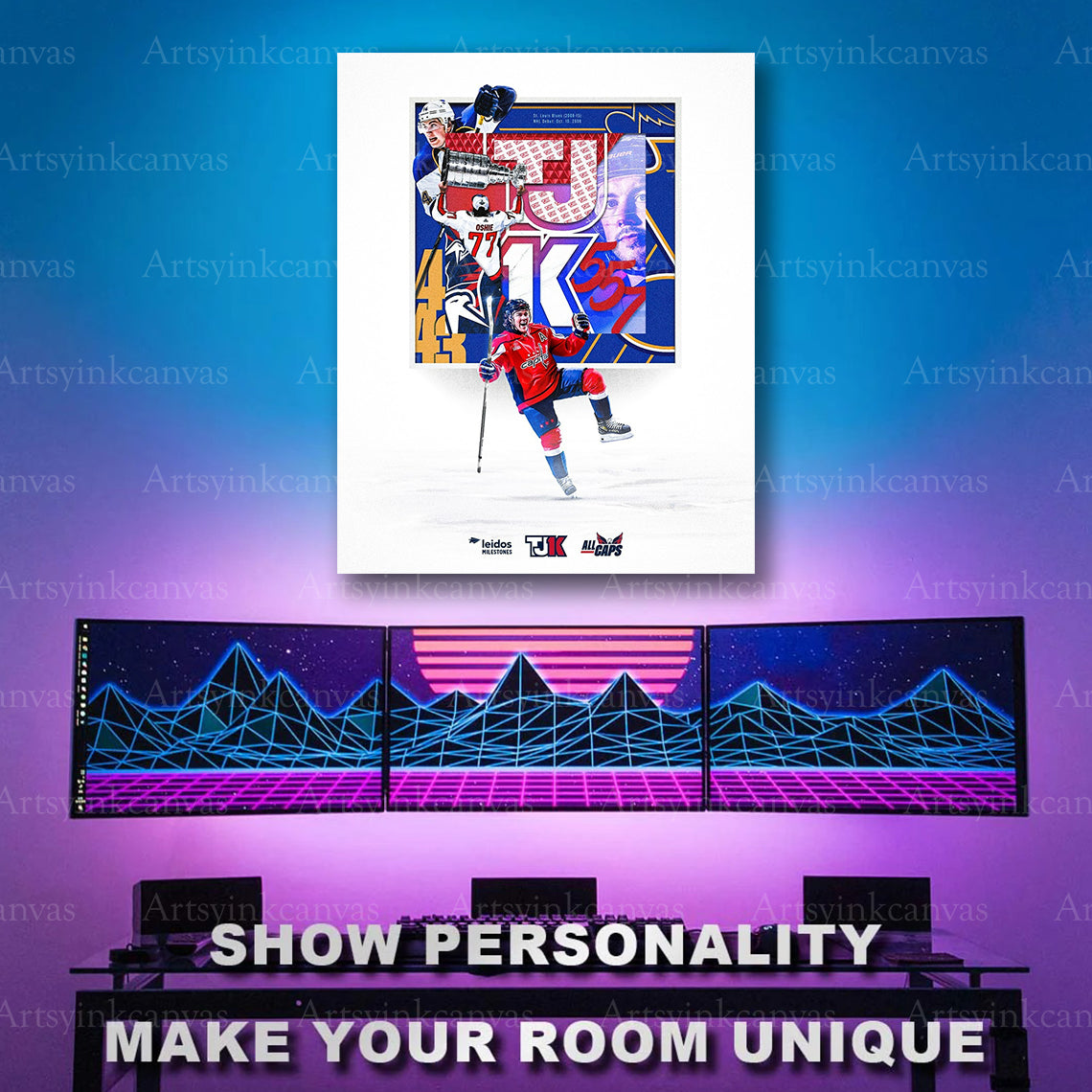 T.J. Oshie Washington Capitals milestone collage artwork