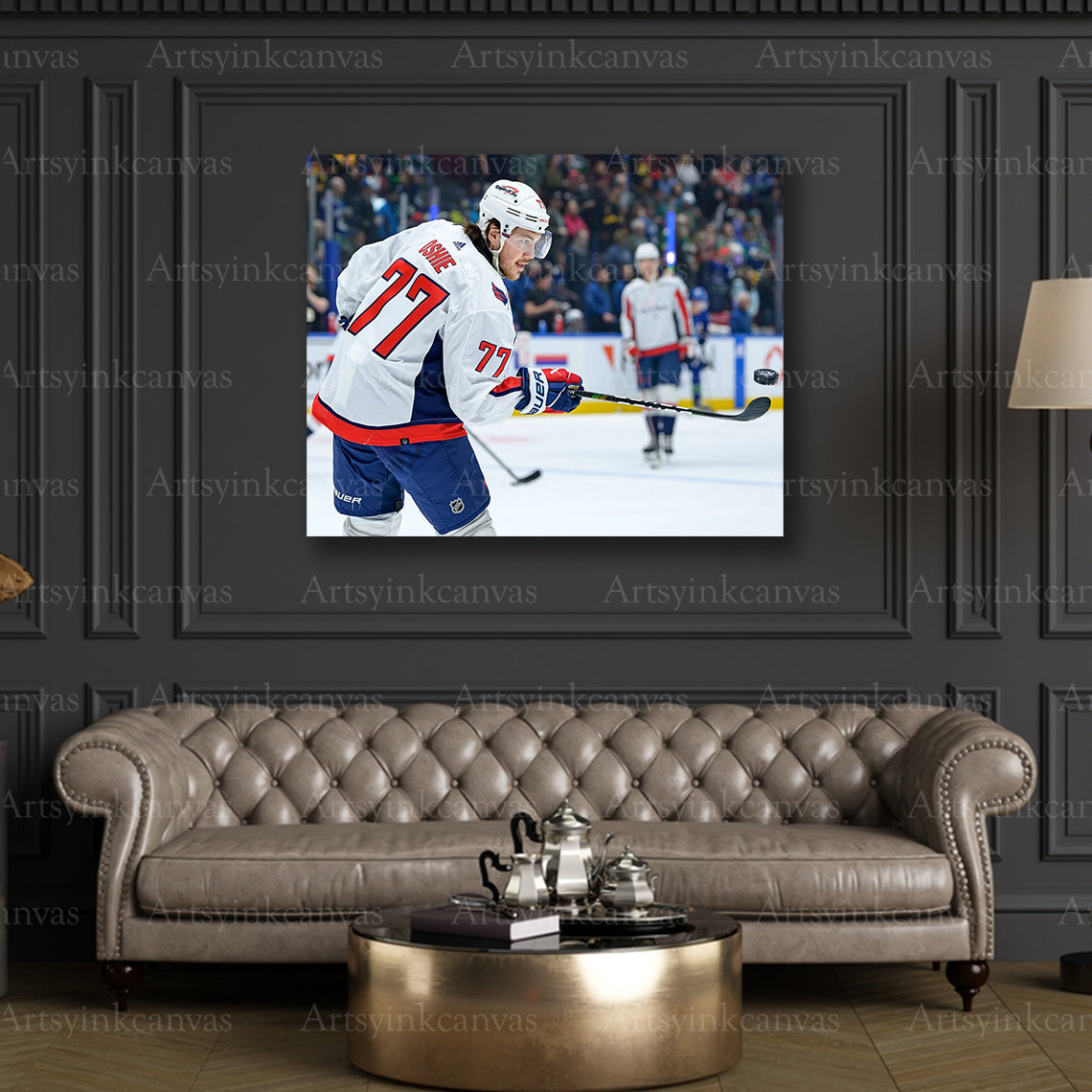 Premium T.J. Oshie puck juggling canvas print
