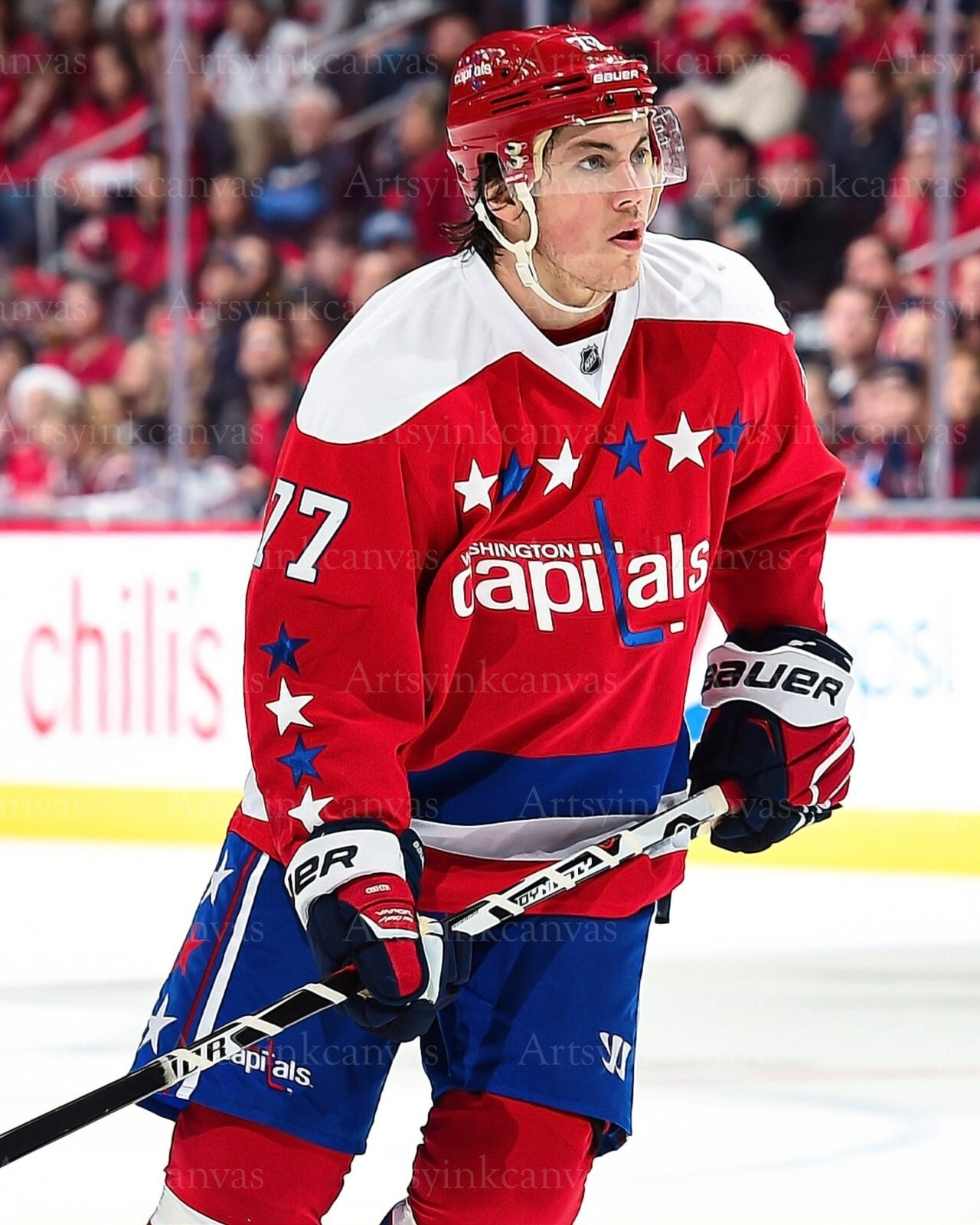 T.J. Oshie skating action canvas wall art