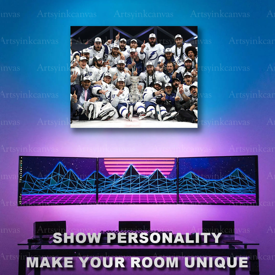 2020 Tampa Bay Lightning Stanley Cup champions hockey artwork