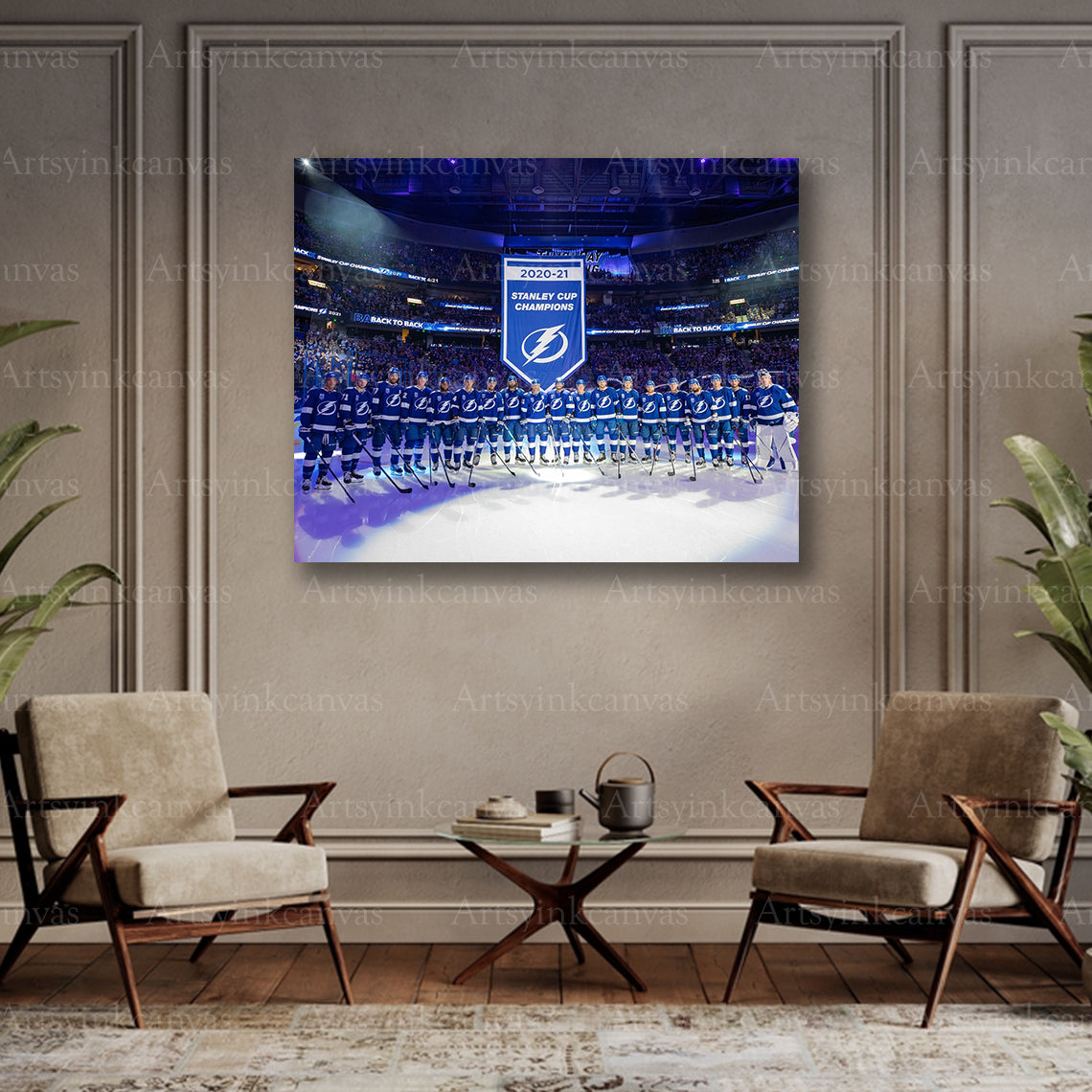 Tampa Bay Lightning 2021 championship collector canvas art