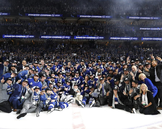 Tampa Bay Lightning 2021 Stanley Cup Champions team canvas wall art