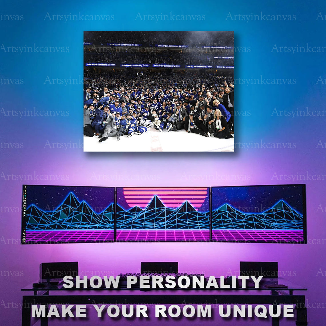 2021 Tampa Bay Lightning Stanley Cup Champions hockey artwork