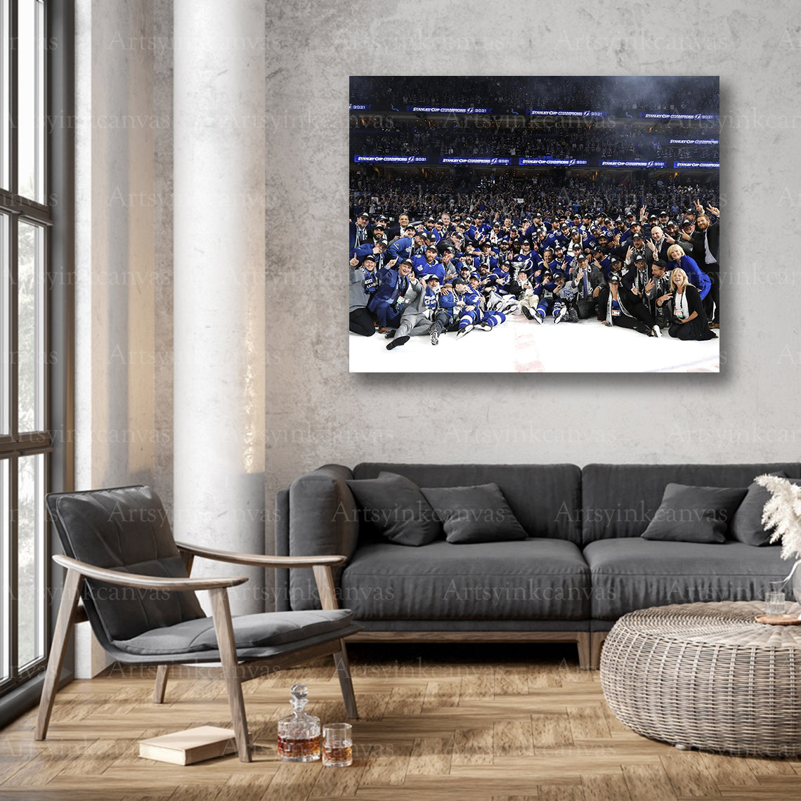 Tampa Bay Lightning back to back championship team wall decor