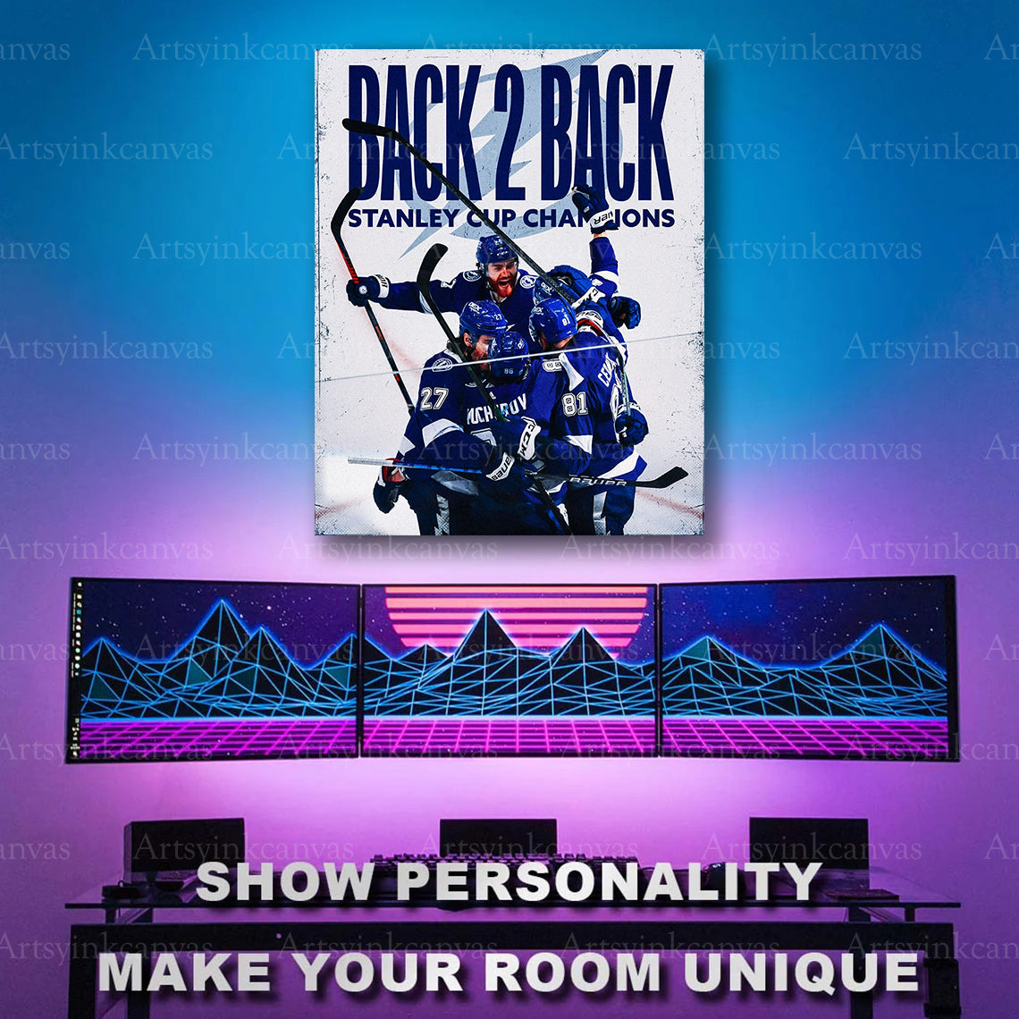 Tampa Bay Lightning back to back champions hockey artwork