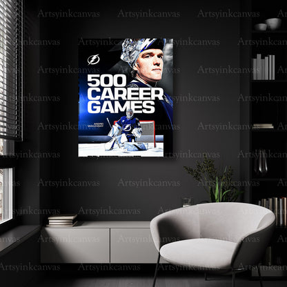 Tampa Bay Lightning Andrei Vasilevskiy 500 games wall decor