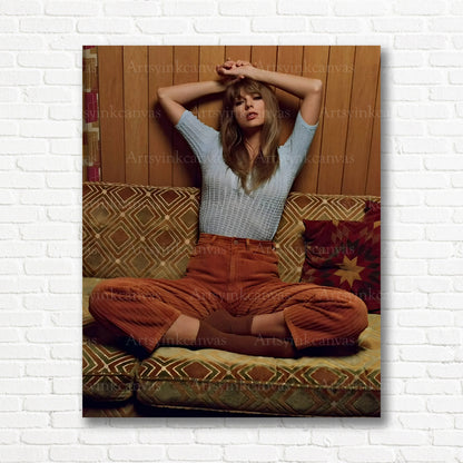 Taylor Swift couch portrait canvas print