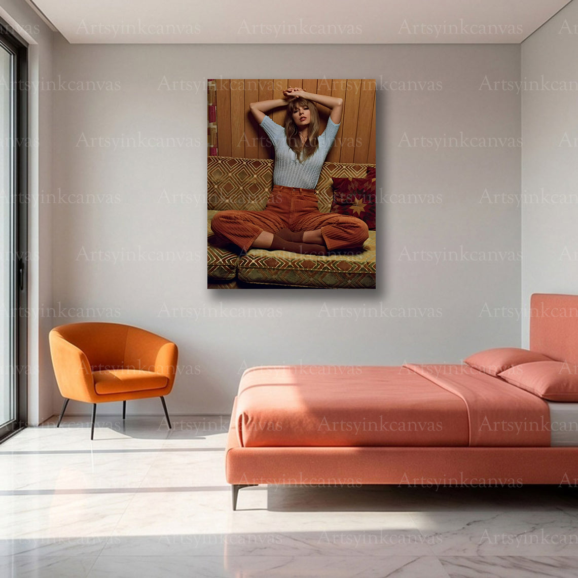 Premium Taylor Swift couch canvas wall art