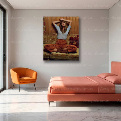 Premium Taylor Swift couch canvas wall art
