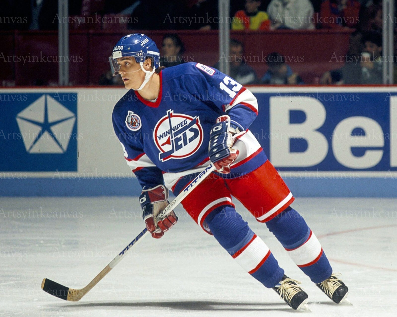 Teemu Selanne skating Winnipeg Jets canvas wall art