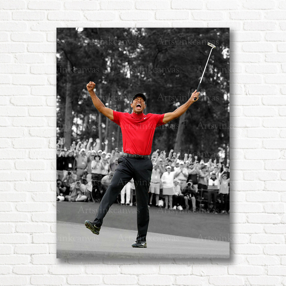 Tiger Woods golf champion canvas artwork for sports fans
