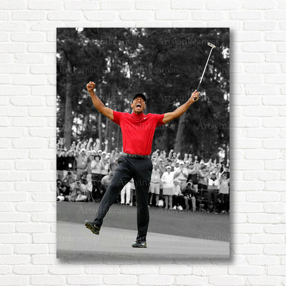 Tiger Woods golf champion canvas artwork for sports fans