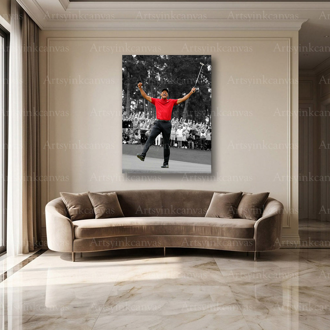 Tiger Woods athletic wall decor for golf rooms and offices
