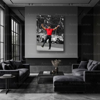 Legendary Tiger Woods golf canvas print for American interiors