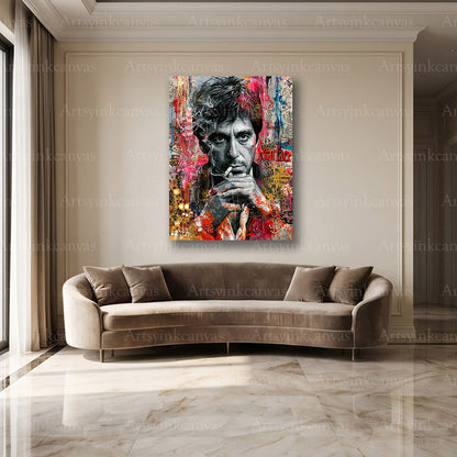 Tony Montana cinematic street art wall decor