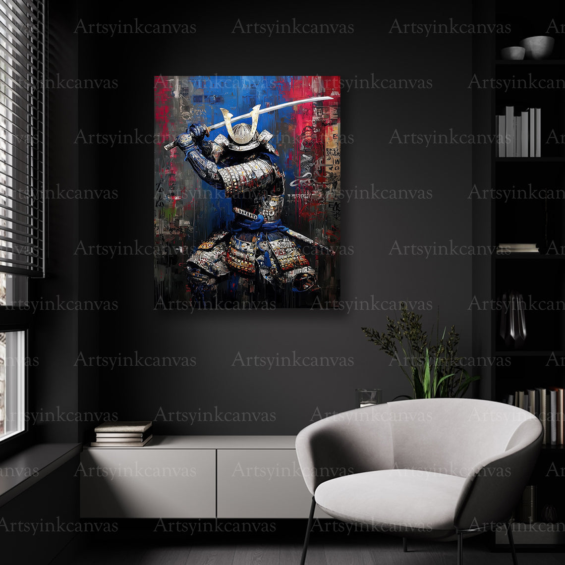 Traditional Japanese samurai canvas art
