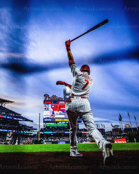 Trea Turner on deck sky canvas wall art
