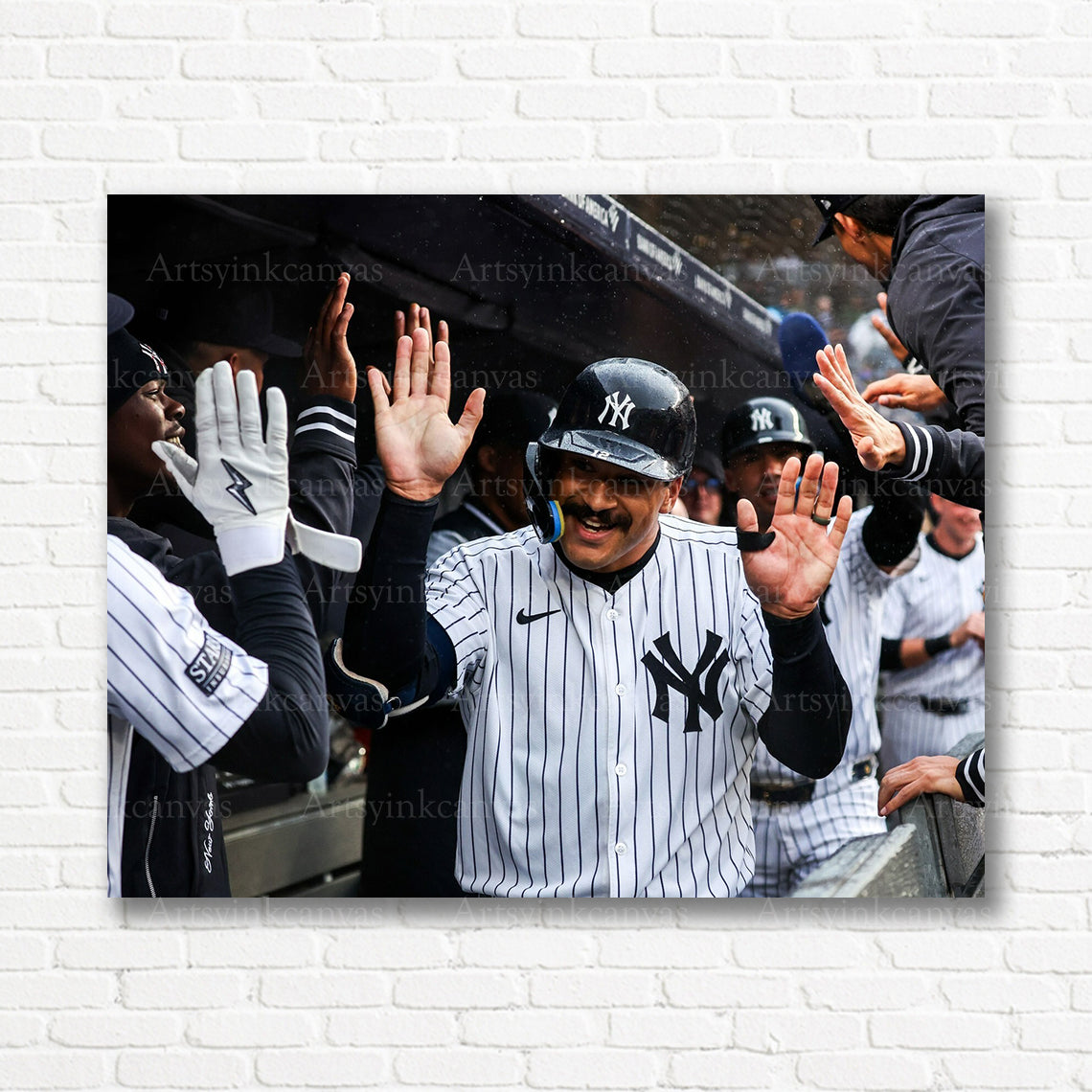 Trent Grisham Yankees celebration canvas print