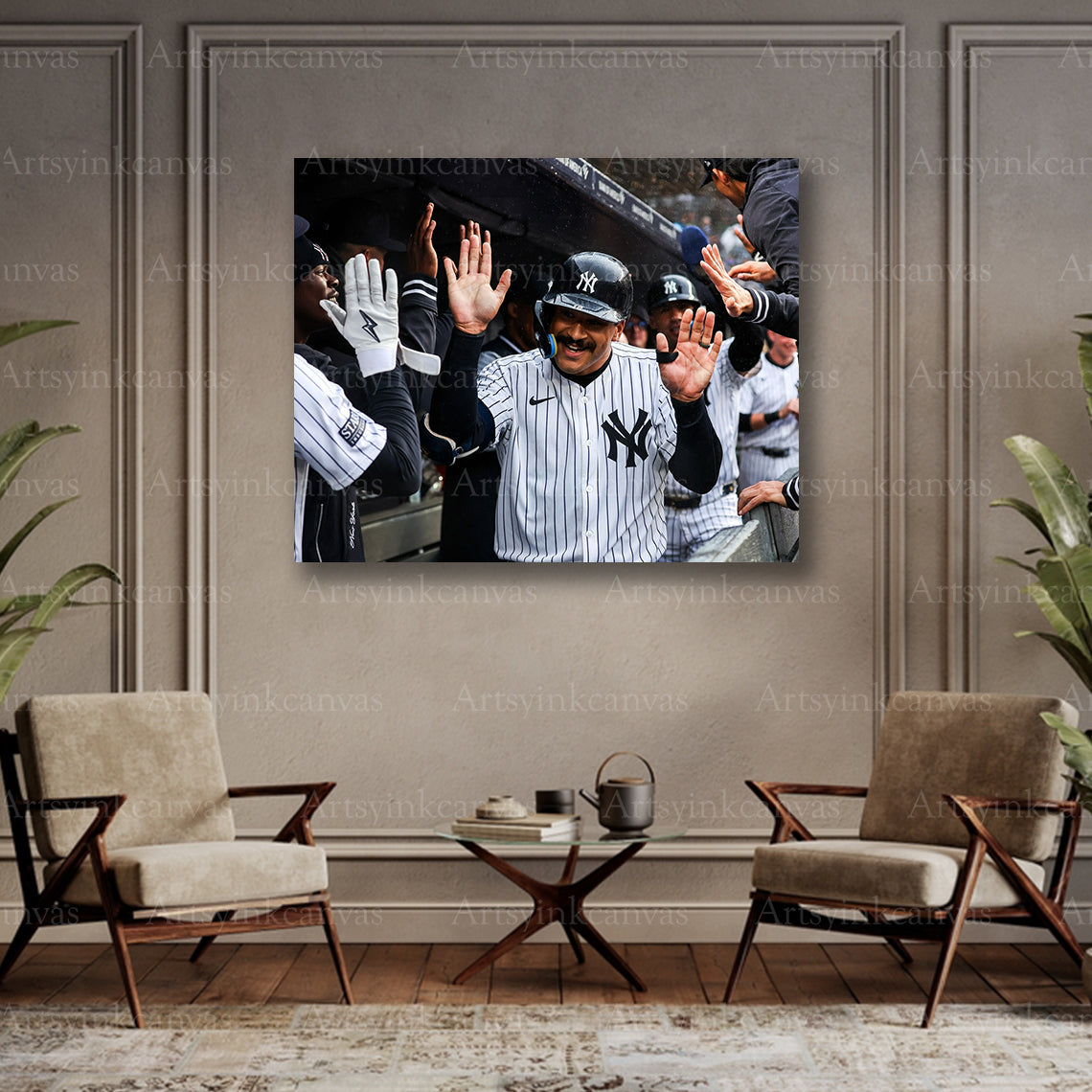 Yankees player dugout moment collector canvas