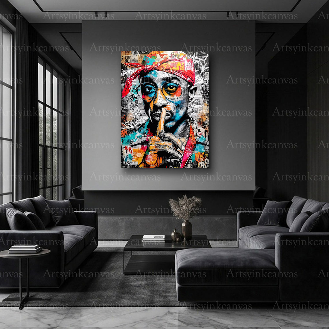 Tupac Shakur rap culture street art canvas wall decor