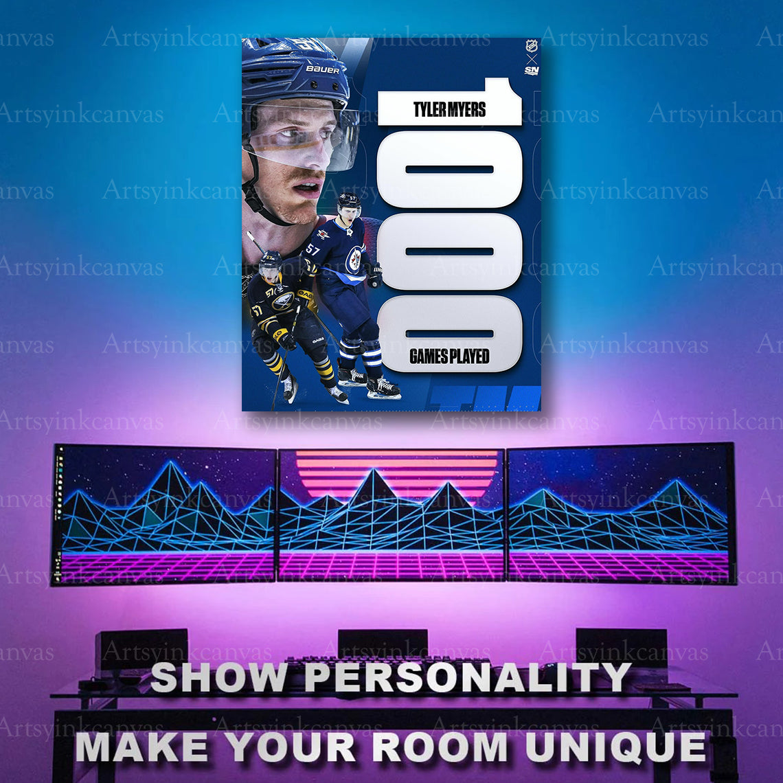 Tyler Myers career milestone hockey collage artwork