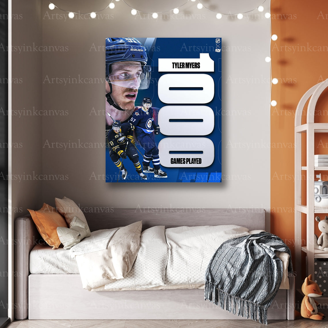 Premium Tyler Myers NHL milestone canvas print
