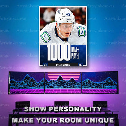 Tyler Myers NHL milestone Canucks hockey collage artwork