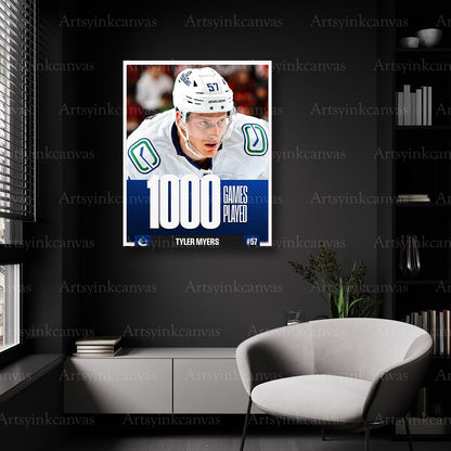 Vancouver Canucks Tyler Myers 1000 games wall decor