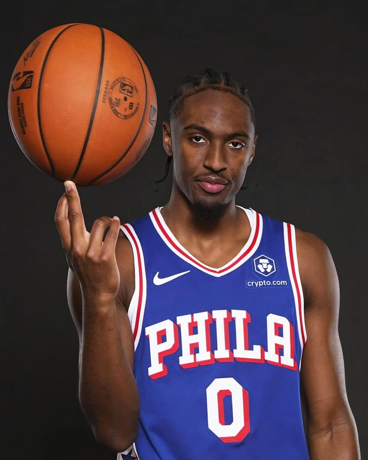 Tyrese Maxey 2024 studio pose Philadelphia 76ers canvas wall art