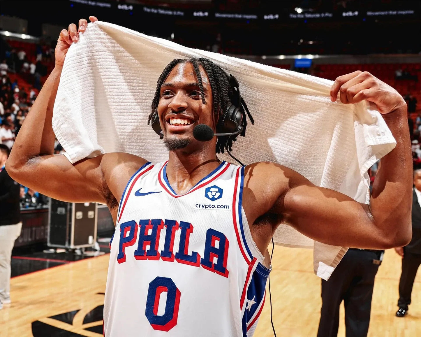 Tyrese Maxey post game interview Philadelphia 76ers canvas wall art