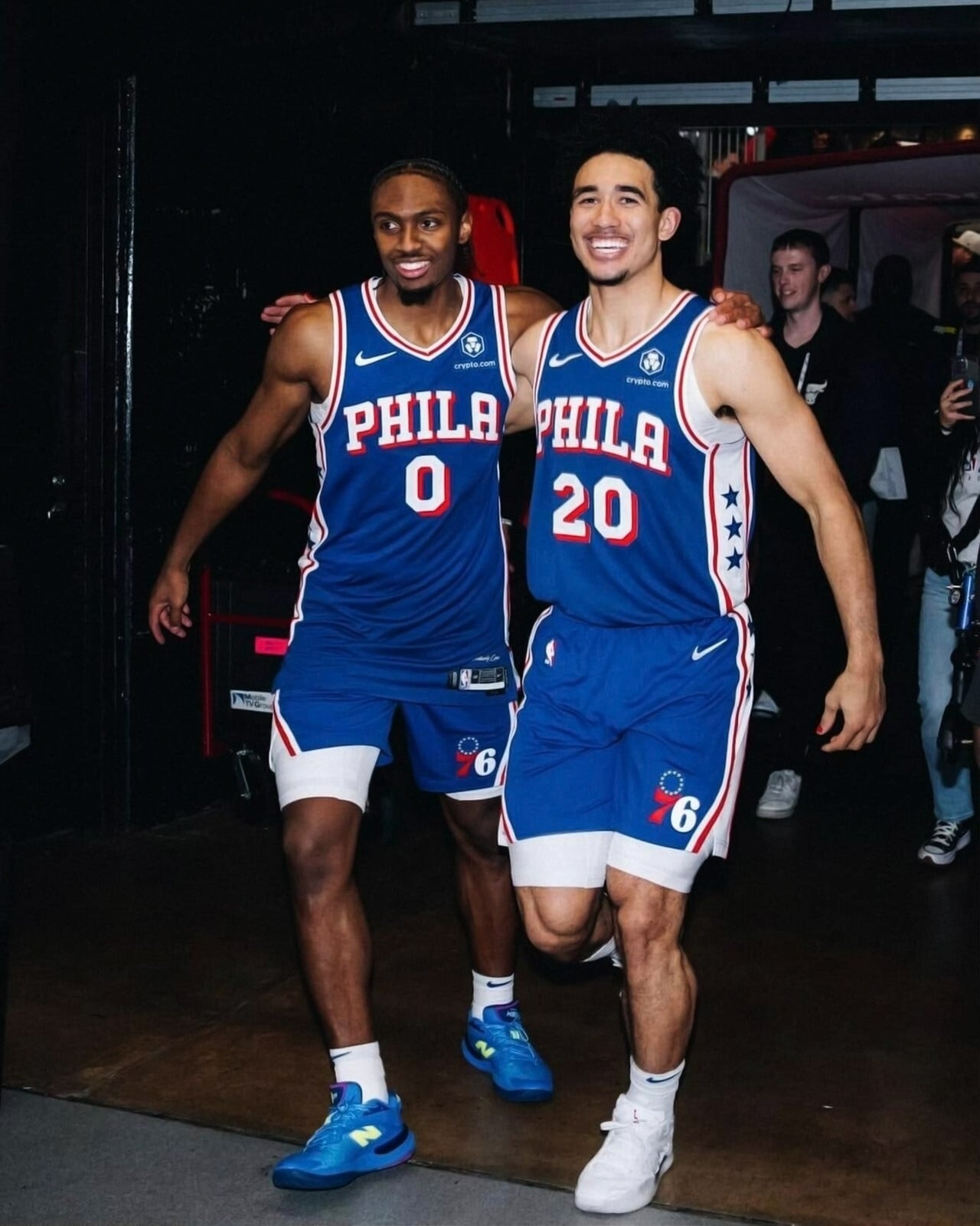 Tyrese Maxey and Jared McCain walkout Philadelphia 76ers canvas wall art