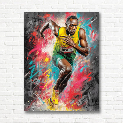 Usain Bolt sprinting graffiti canvas print