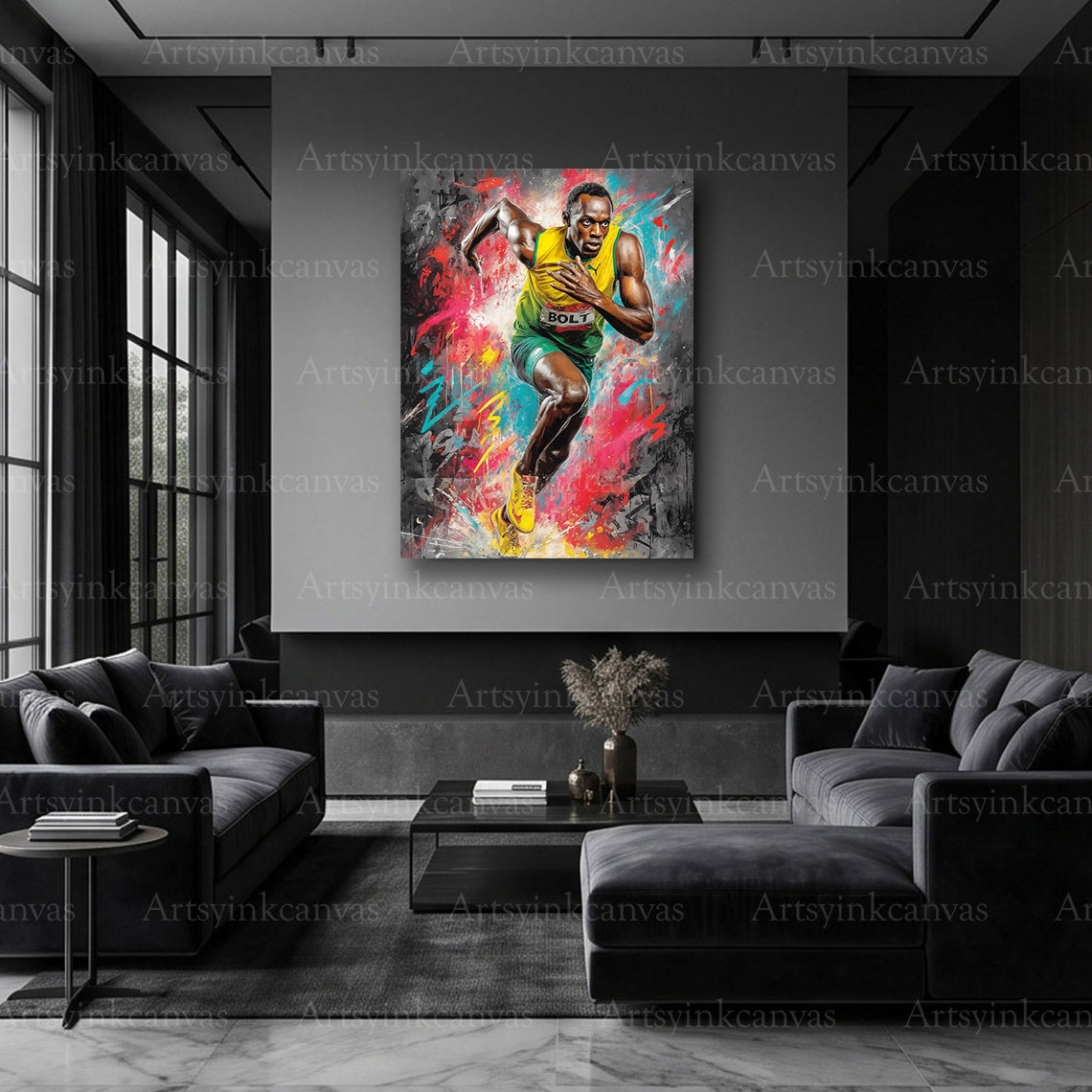 Usain Bolt Olympic athlete graffiti artwork