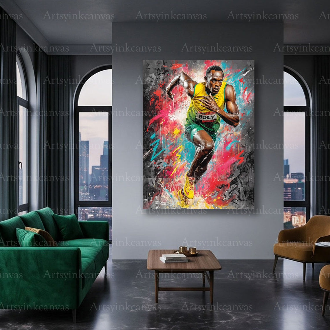 Usain Bolt running champion canvas art