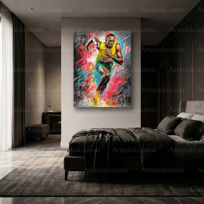 Premium Usain Bolt sports graffiti wall art