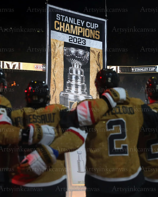 Vegas Golden Knights 2023 Stanley Cup Champions Banner canvas wall art