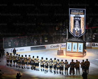 Vegas Golden Knights 2023 Stanley Cup Champions Banner Night canvas wall art