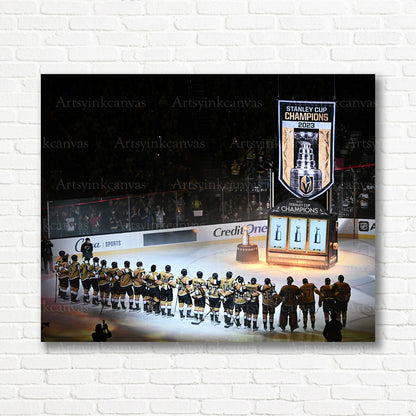 Vegas Golden Knights Banner Night canvas print