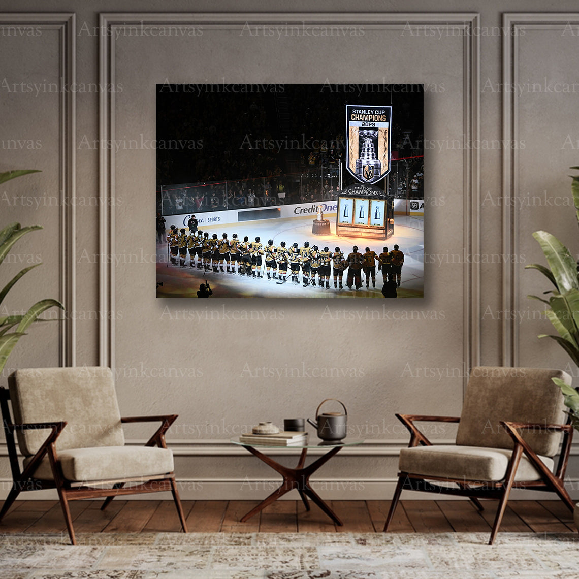 Vegas Golden Knights collector banner night canvas art