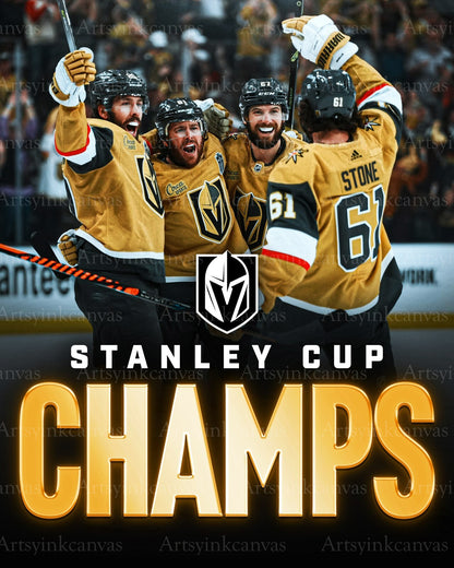 Vegas Golden Knights 2023 Stanley Cup Champions collage canvas wall art
