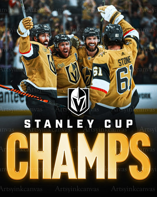 Vegas Golden Knights 2023 Stanley Cup Champions collage canvas wall art