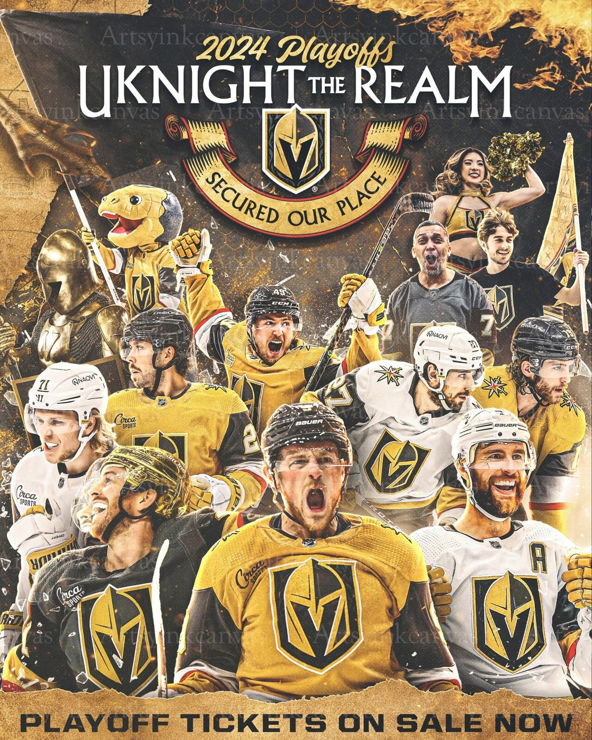 Vegas Golden Knights 2023 Stanley Cup Finals starting lineup collage canvas wall art