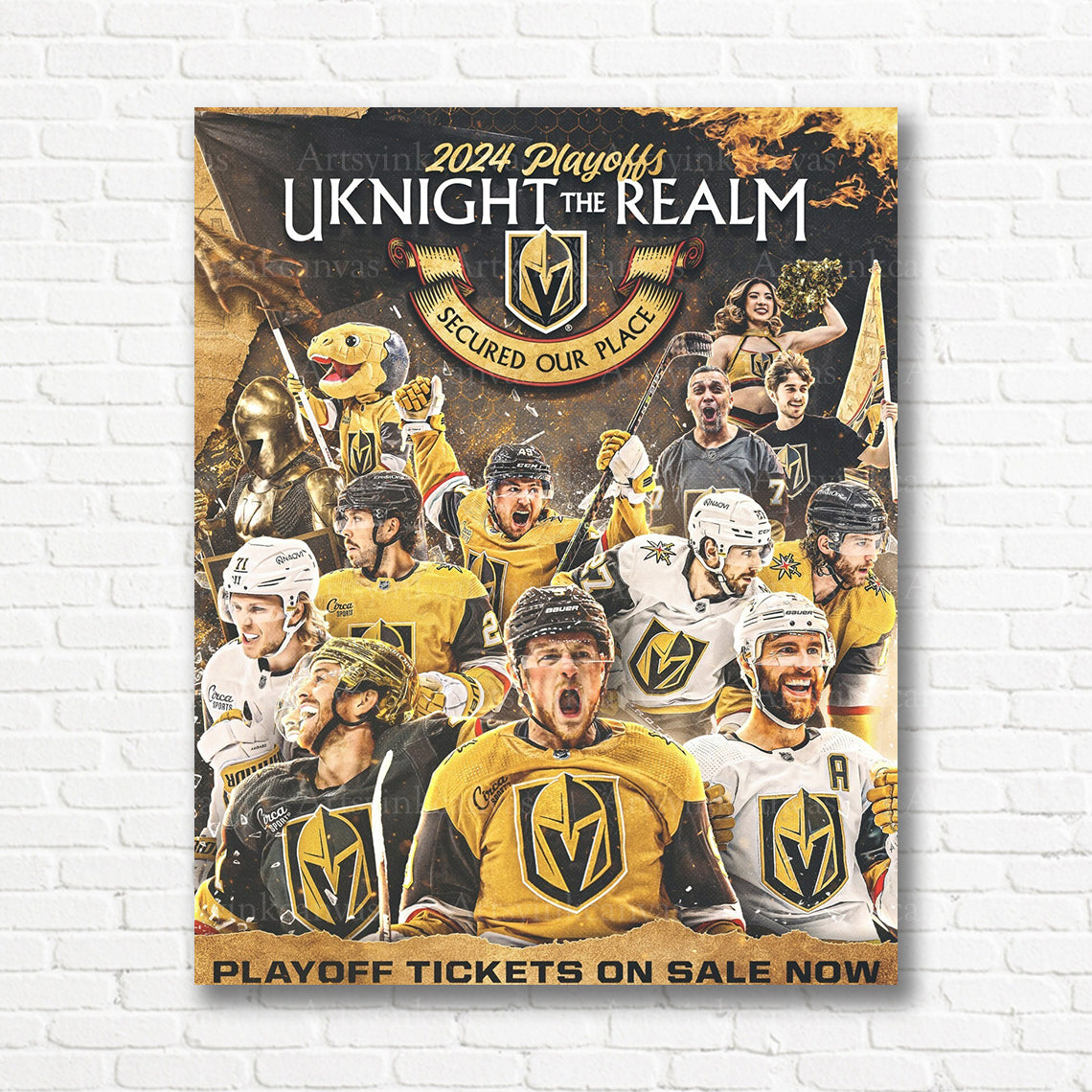 Golden Knights championship lineup collage canvas print