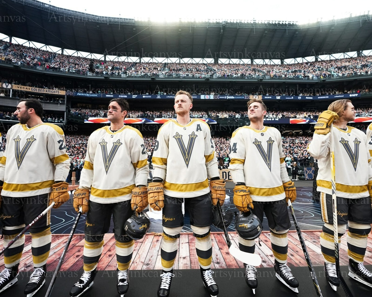 Vegas Golden Knights 2024 Winter Classic starting lineup canvas wall art