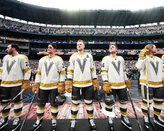 Vegas Golden Knights 2024 Winter Classic starting lineup canvas wall art